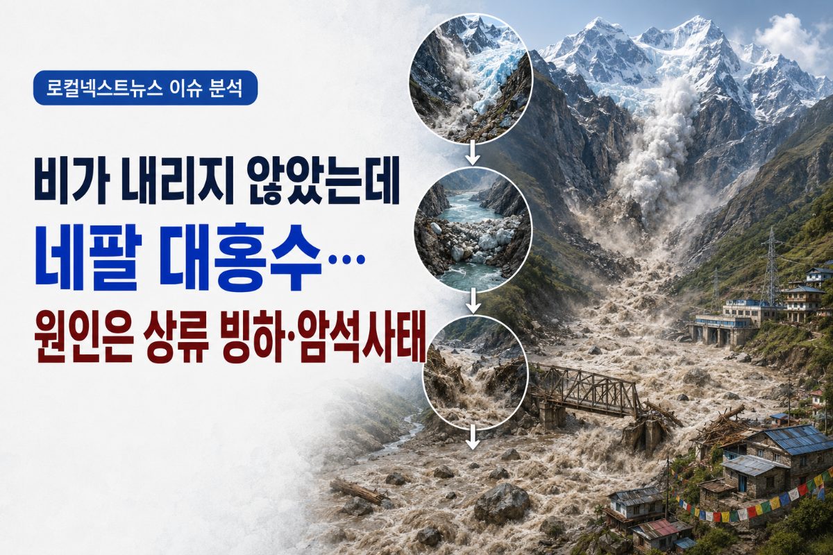 [로컬넥스트뉴스 이슈 분석] 비가 내리지 않았는데 네팔 대홍수…원인은 상류 빙하·암석사태