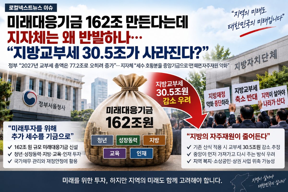 [로컬넥스트뉴스 이슈] 미래대응기금 162조 만든다는데 지자체는 왜 반발하나…“지방교부세 30.5조가 사라진다?” 대표 이미지