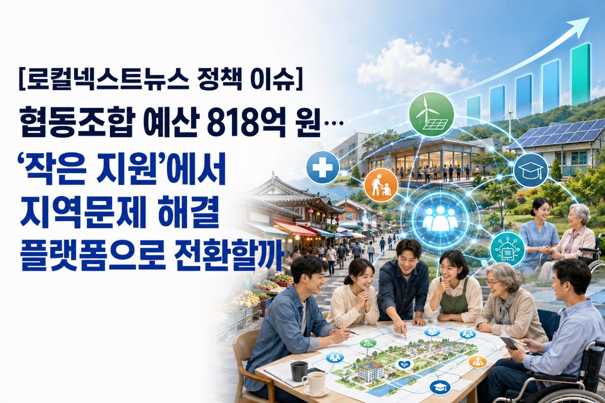 [로컬넥스트뉴스 정책 이슈] 협동조합 예산 818억 원…‘작은 지원’에서 지역문제 해결 플랫폼으로 전환할까?