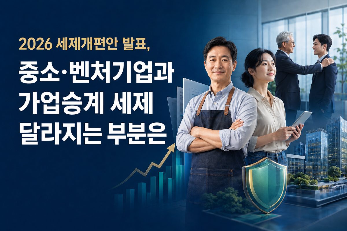 2026 세제개편안 발표, 중소·벤처기업과 가업승계 세제 달라지는 부분은 대표 이미지