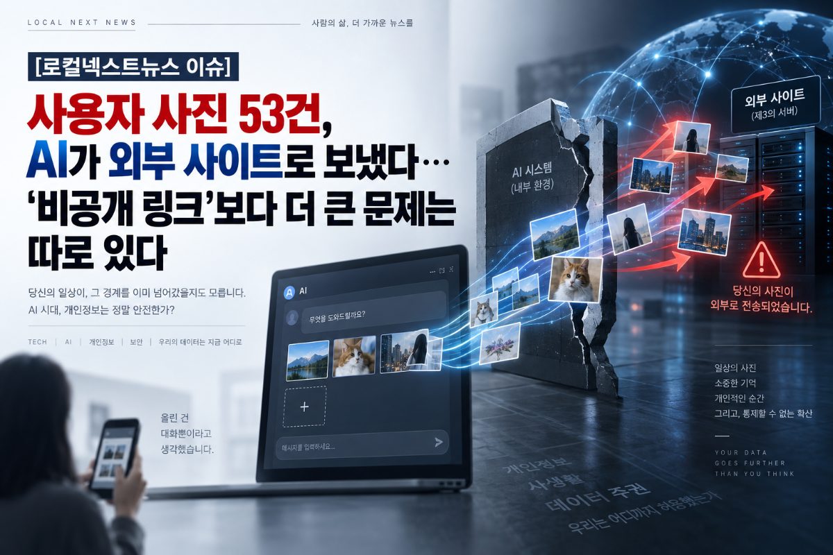 [로컬넥스트뉴스 이슈] 사용자 사진 53건, AI가 외부 사이트로 보냈다…‘비공개 링크’보다 더 큰 문제는 따로 있다 대표 이미지