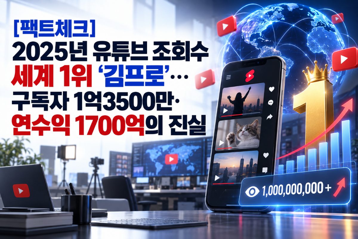[팩트체크] 2025년 유튜브 조회수 세계 1위 ‘김프로’…구독자 1억3500만·연수익 1,700억의 진실