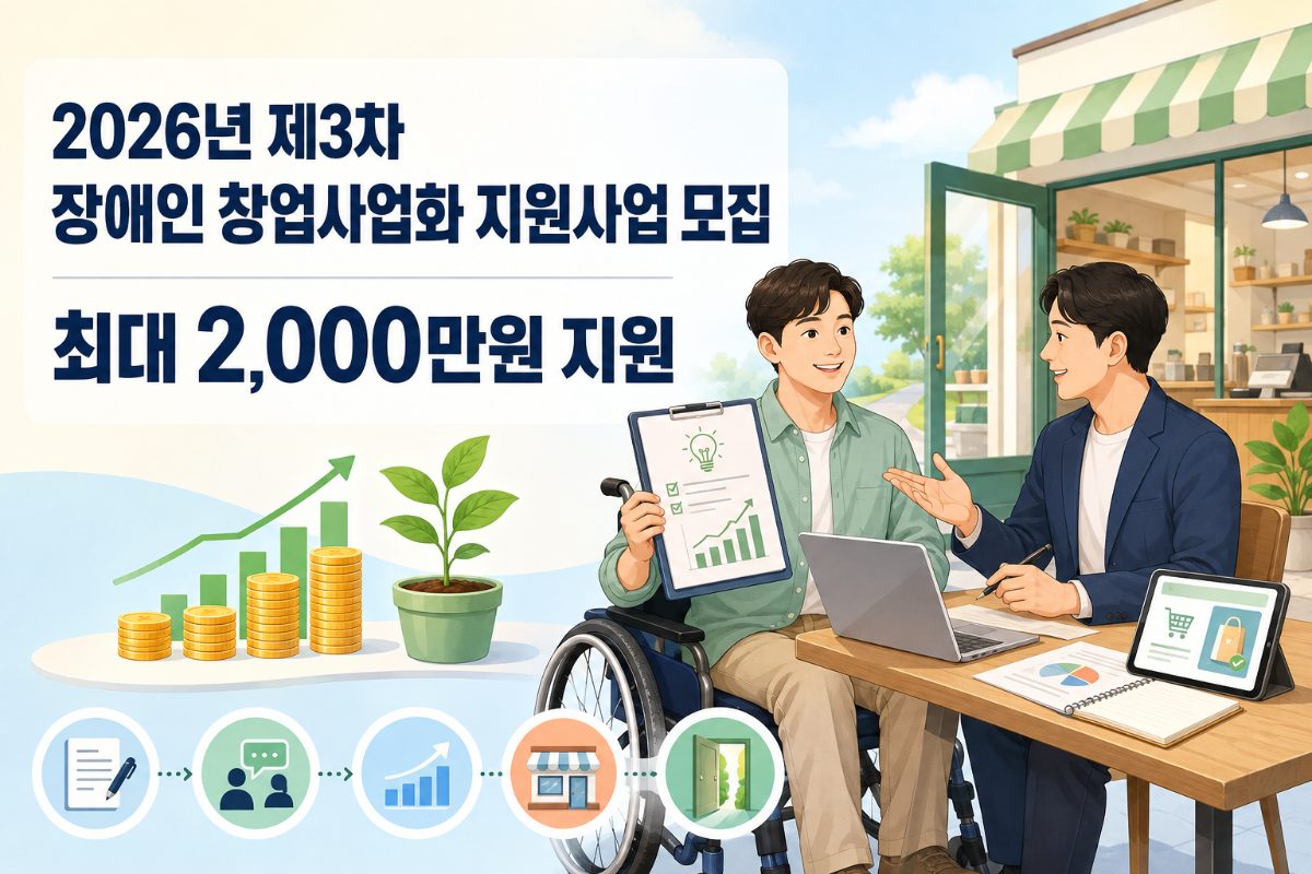 2026년 제3차 장애인 창업사업화 지원사업 모집…최대 2,000만원 지원 대표 이미지