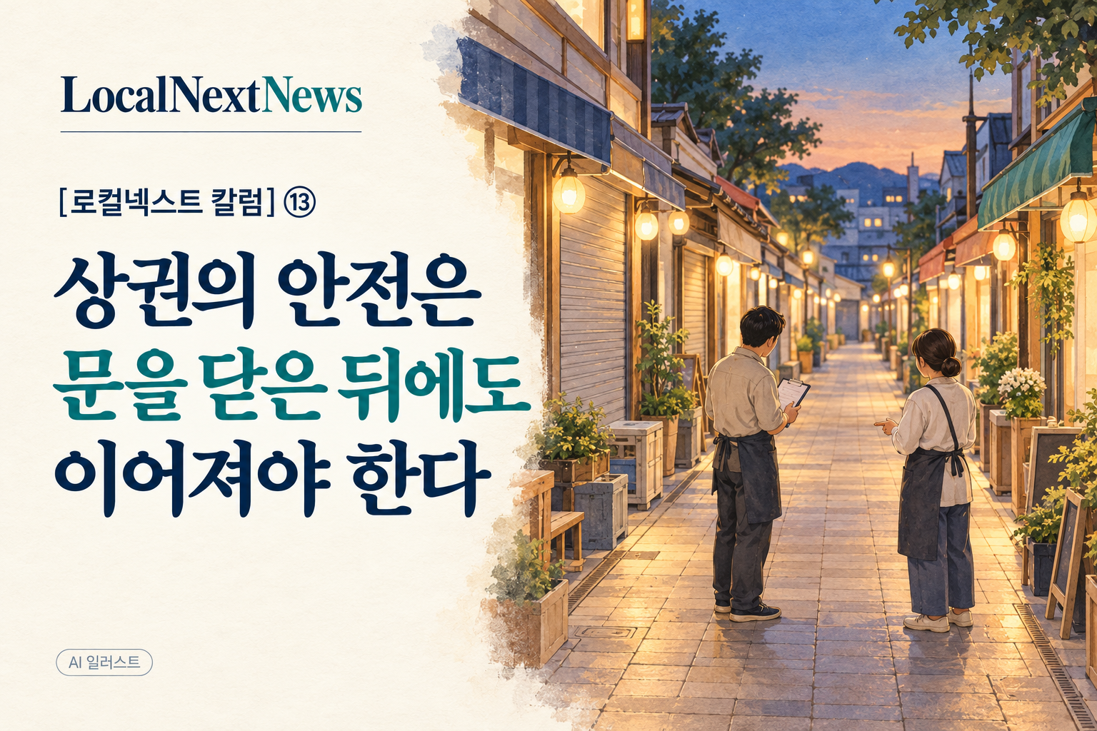 [로컬넥스트 칼럼] ⑬ 상권의 안전은 문을 닫은 뒤에도 이어져야 한다