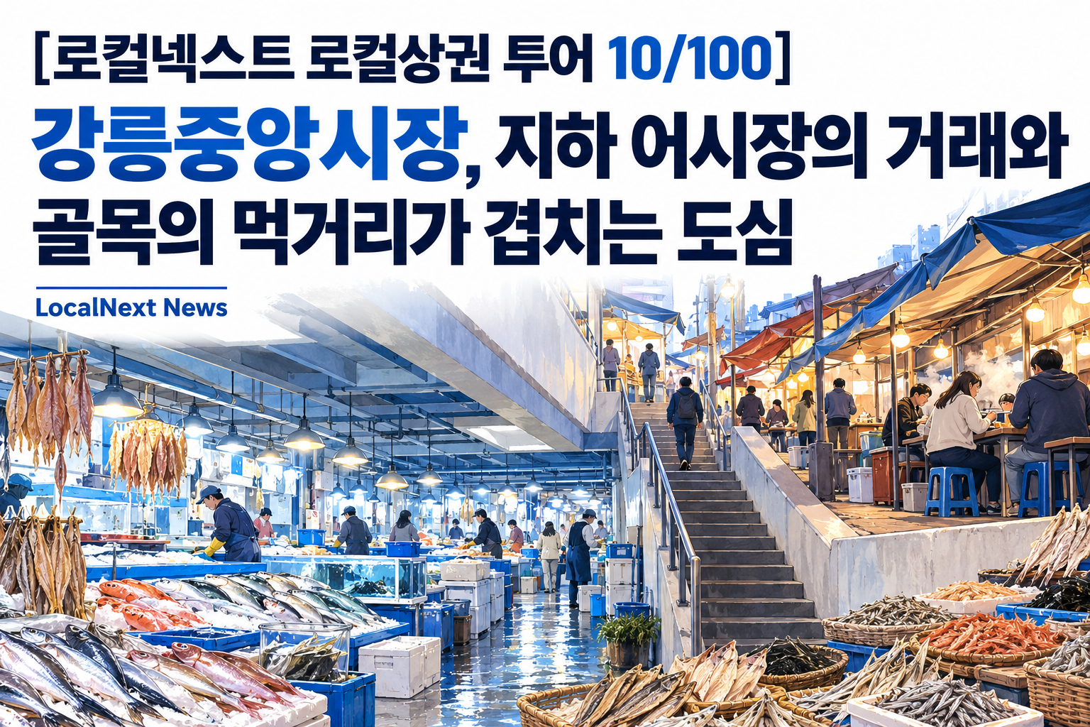 [로컬넥스트 로컬상권 투어 10/100] 강릉중앙시장, 지하 어시장의 거래와 골목의 먹거리가 겹치는 도심 대표 이미지